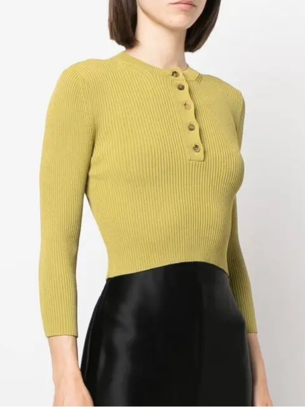 Erika Cavallini Ribbed Knit Cropped Cardigan Top Size M